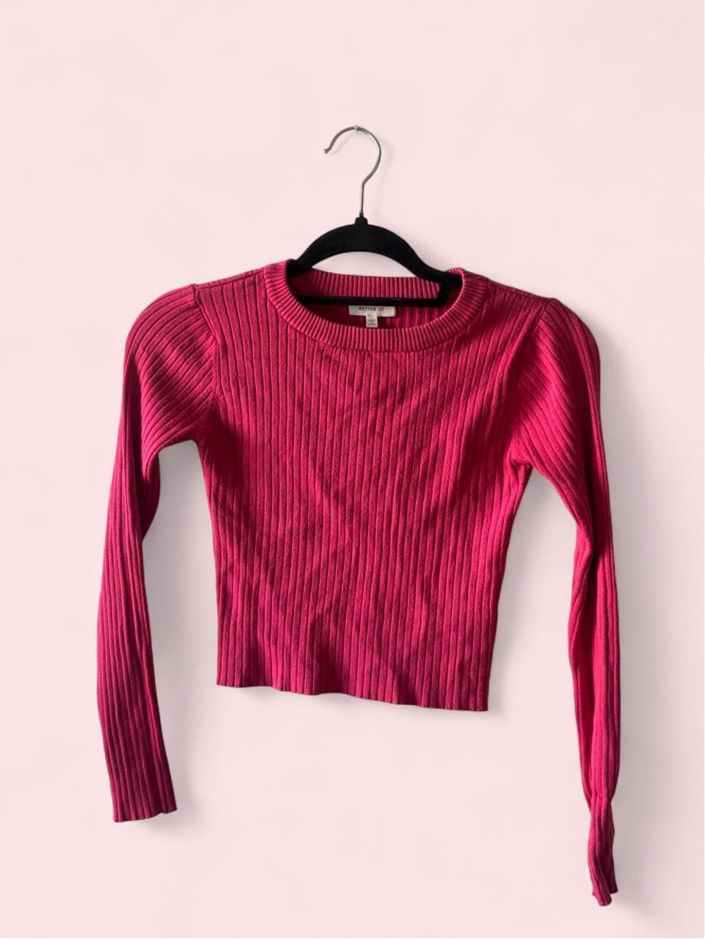 Better Be Magenta Ribbed Long-Sleeve Crop Top
